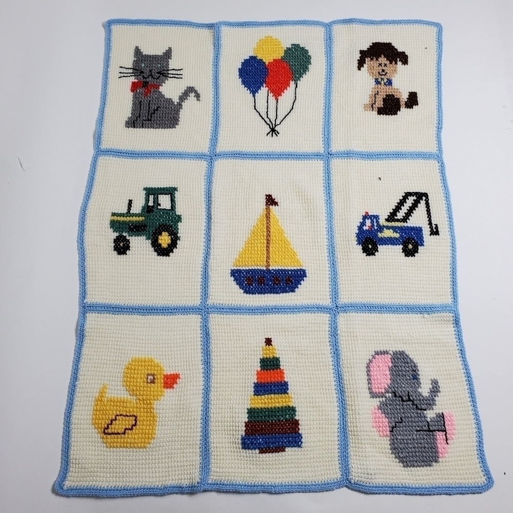 Handmade Grannycore baby blanket bold colors